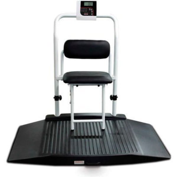 Rice Lake Weighing Systems Rice Lake 350-10-4 Dual-Ramp Wheelchair Scale with Seat & Handrail, 1000 lb x 0.2 lb 141448